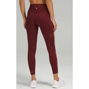 Lululemon Wunder Train High-Rise Tight 25" Sun Bleached Wash Red Merlot Size 6